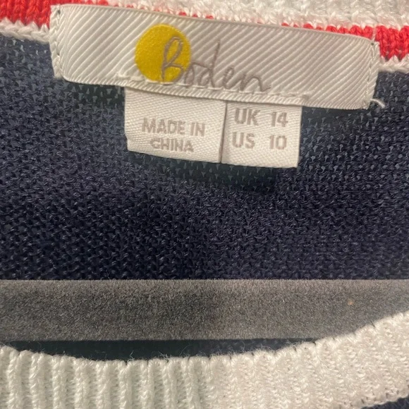 Boden Womens Navy Knit Sleeveless
Sweater Red and White Trim Size 10 Classic - Picture 3 of 7